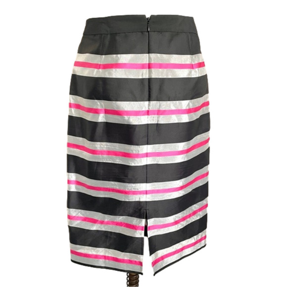 Halogen Black Silver Pink Striped Taffeta Pencil Skirt - 6/S - Picture 7 of 10